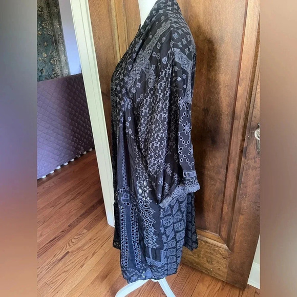 NWT Johnny Was Sanded Black Blysse Patchwork Kimono Woman Sz M Medium MSRP $445 - Picture 6 of 13